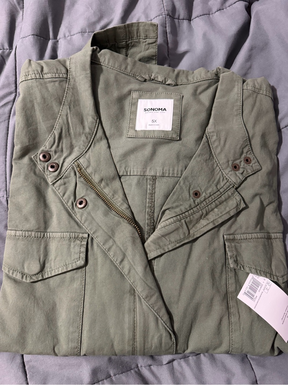 Sonoma Women's Olive Green Utility Jacket with Front Pockets